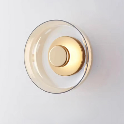Contemporary Sconce with Domed Glass Shade – Iron Frame Wall-Mount Fixture for Bedrooms, Hallways & Living Spaces