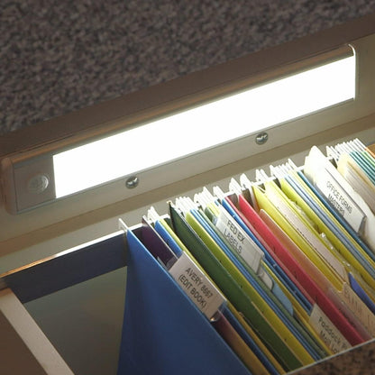 Rechargeable Motion Sensor LED Under Cabinet Light – Wireless Magnetic Slim Bar with Adjustable Brightness & Color Temperature for