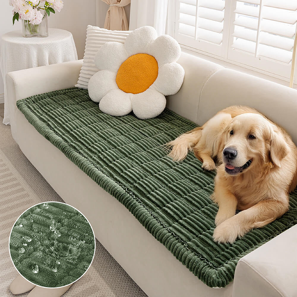 Plush Flannel Furniture Protector for Pets – Non-Slip Waterproof Sofa Throw for Dogs & Cats – Machine Washable Couch Shield