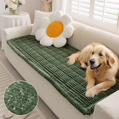 Plush Flannel Furniture Protector for Pets – Non-Slip Waterproof Sofa Throw for Dogs & Cats – Machine Washable Couch Shield