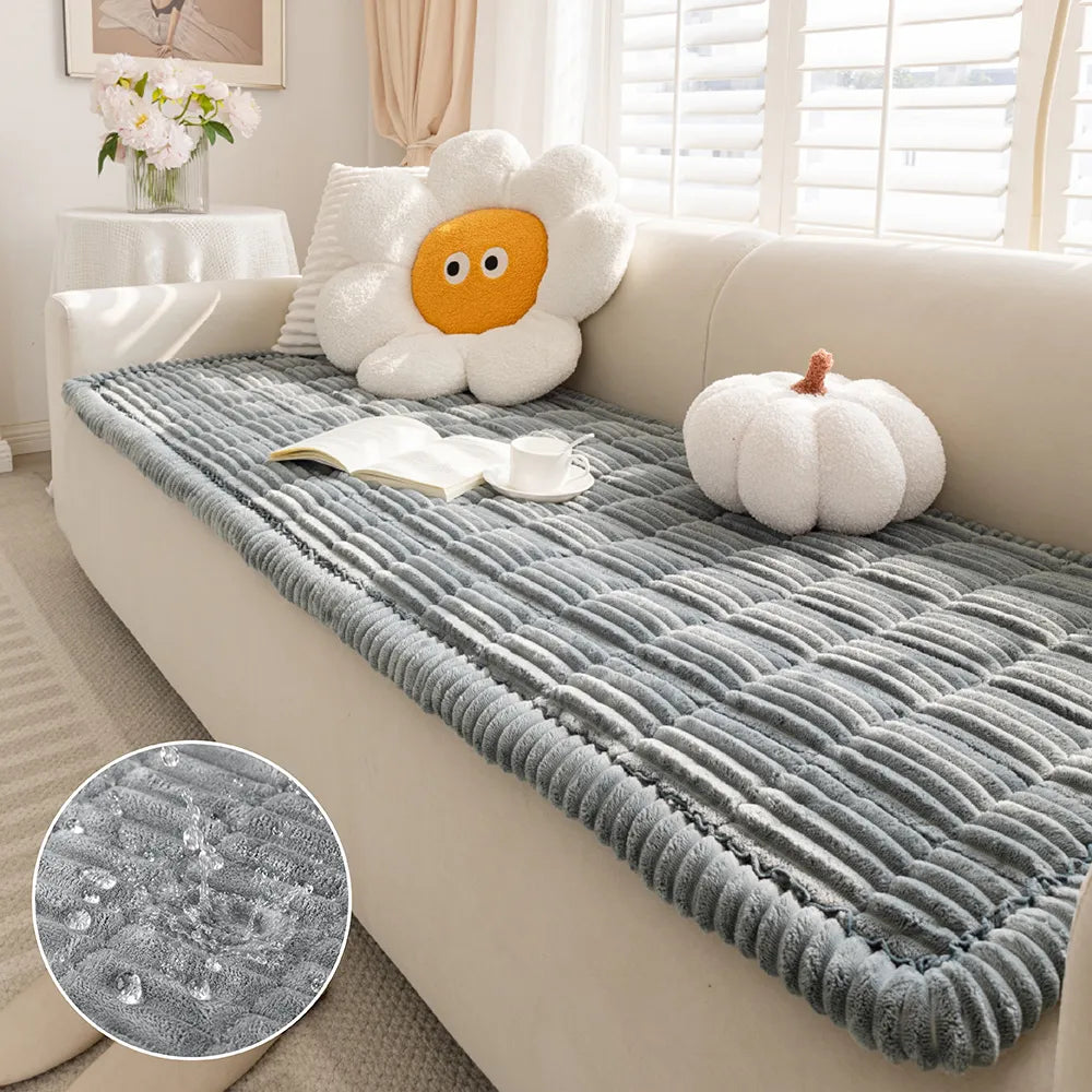 Plush Flannel Furniture Protector for Pets – Non-Slip Waterproof Sofa Throw for Dogs & Cats – Machine Washable Couch Shield