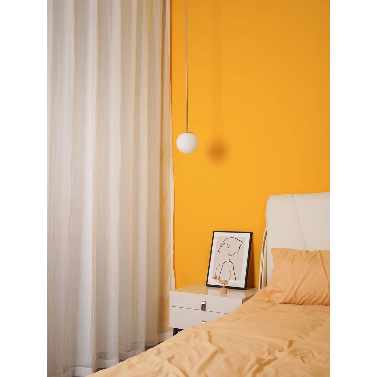 Frosted Globe Ceiling Light Brass Finish for Dining Room Bedroom Hallway Modern Suspended Fixture Soft Diffused Glow LED Compatible