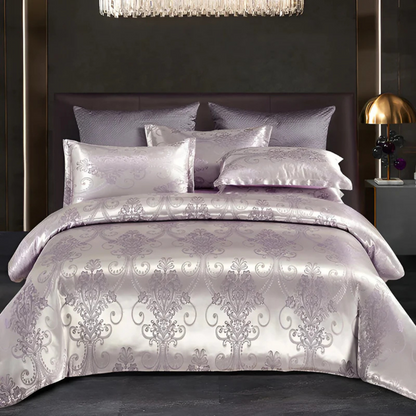Parure de lit élégante en satin à imprimé floral, respirante et confortable pour un sommeil luxueux
