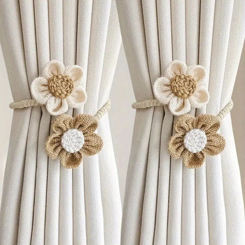 Embrasses de rideaux Flora - Motif floral, ensemble de 2 pièces