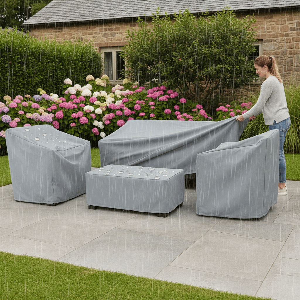 Housse de protection extérieure tout temps - Protection de terrasse imperméable et résistante aux UV toute l'année