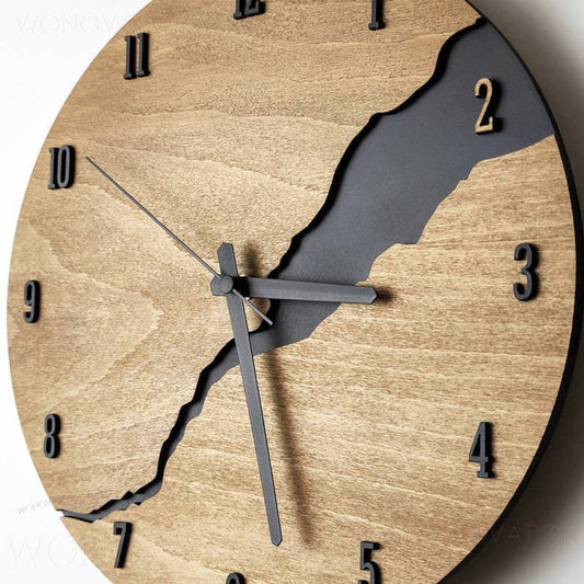 Horloge murale en bois, design minimaliste naturel pour salon, chambre, cuisine, bureau, décoration intérieure, pièce d'horlogerie rustique et moderne