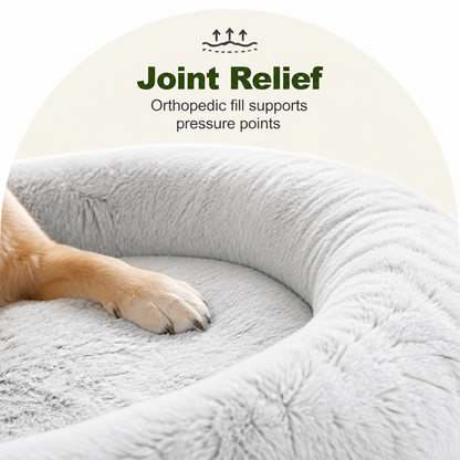 Lit pour humain façon canapé pour chien Ortekor, orthopédique et en fausse fourrure lavable (housse amovible)