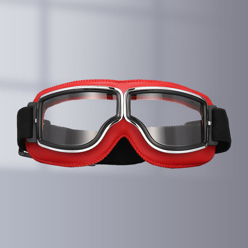 Retro Leather-Padded Motorcycle Goggles for Vintage Riding