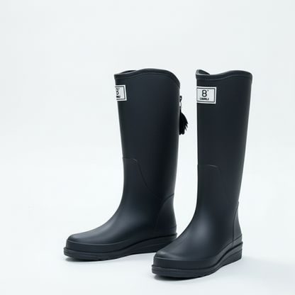 Women's Waterproof Rain Boots Mid-Calf – Slip-On PVC Wellington Boots for Wet Weather, Mud & Garden