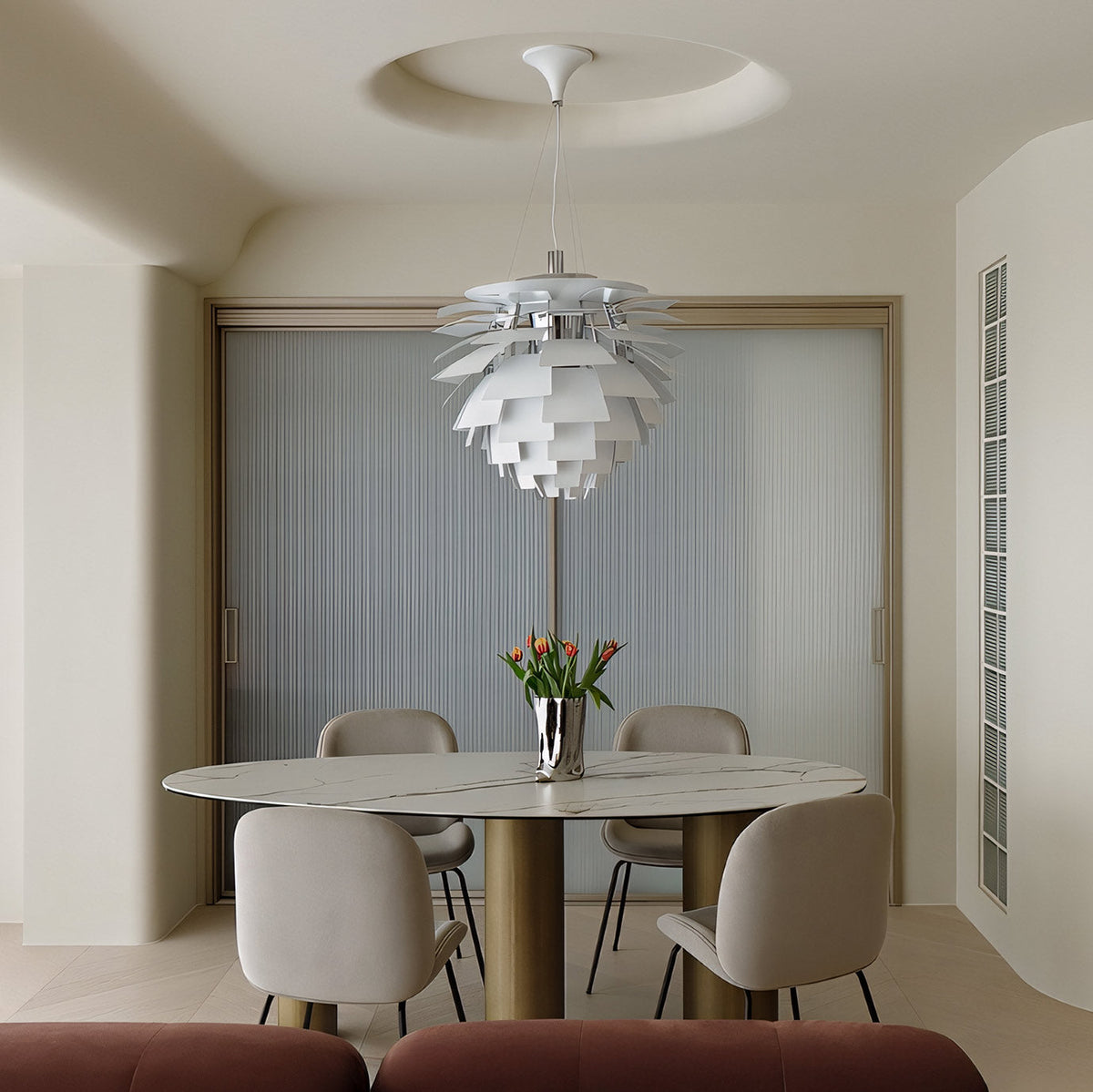 Layered Metal Fixture 19 in Wide Warm White E27 Socket Adjustable Height Kitchen Island Dining Room Cord Suspended Overhead Lighting Texture