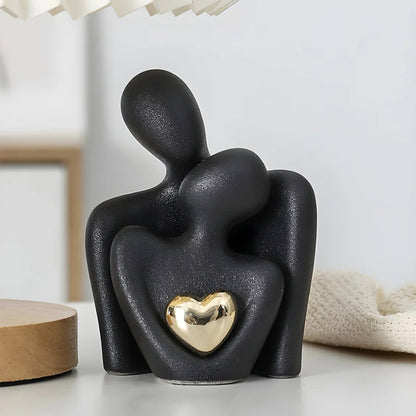 Abstract Couple Holding Heart Figurine – Modern Resin Sculpture for Home Decor, Wedding Gift, Anniversary Display – Minimalist Love Statue