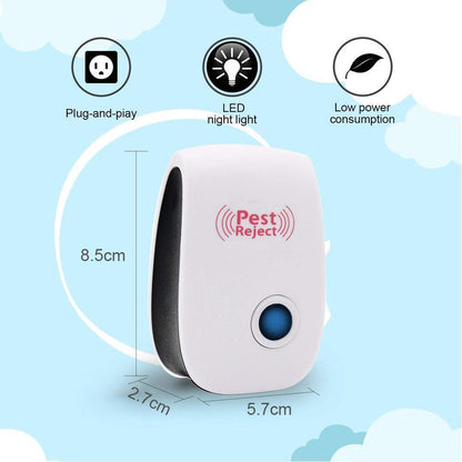 Répulsif électronique à double technologie d'ondes pour souris, cafards, araignées et insectes volants – Système de protection domestique à brancher pour