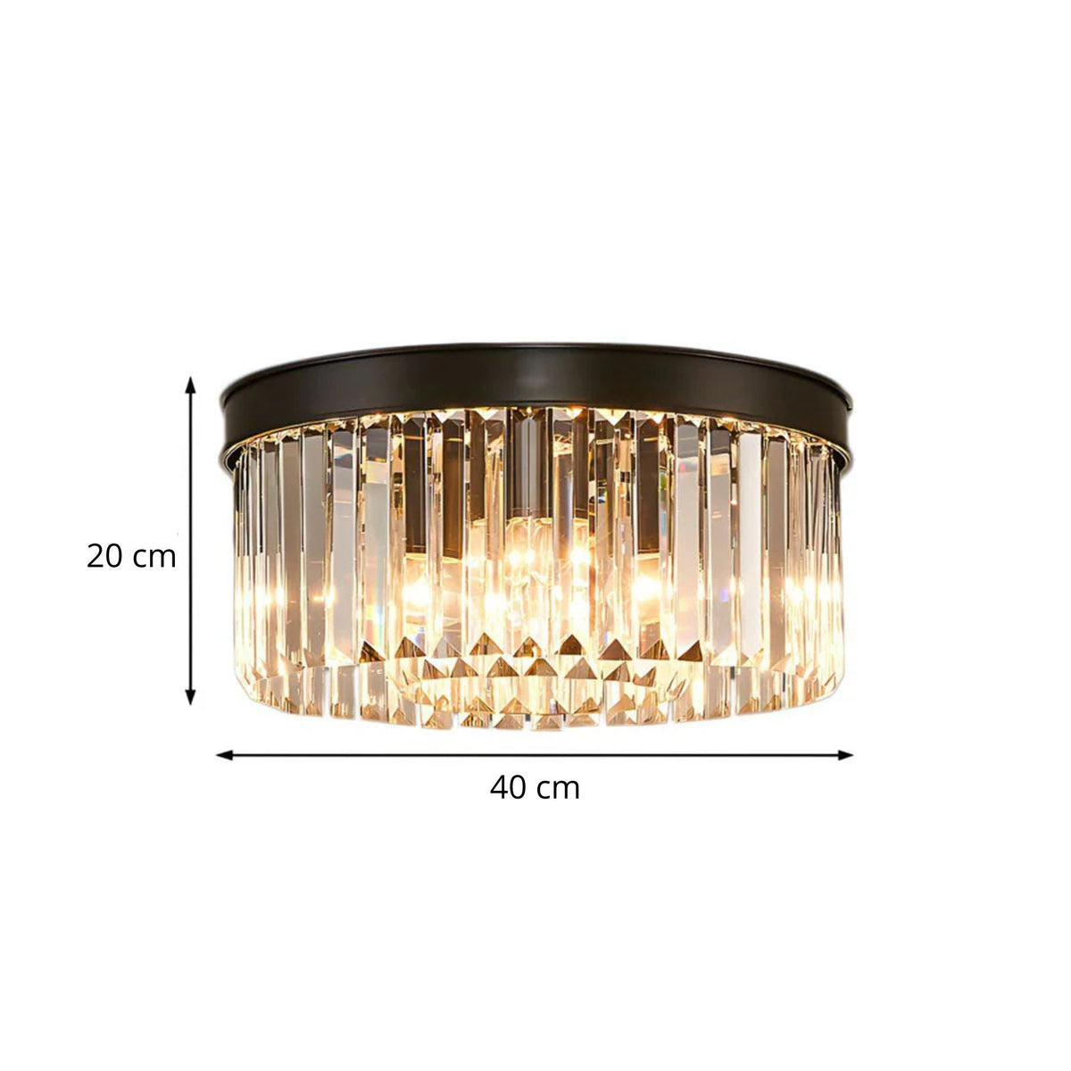 Flush Mount Fixture with Sparkling Accents 16 Inch Brushed Brass Metal Frame Crystal Drops for Entryway Dining Room Bedroom Den Four Bulb So