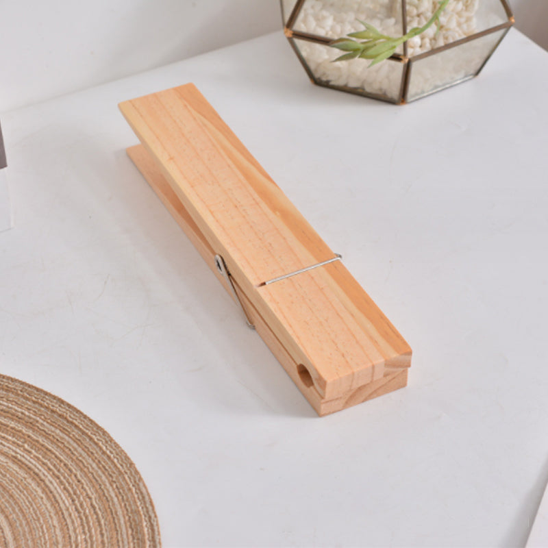 Oversized Wooden Clothespin Wall Hook for Towels & Clothes - Rustic Bathroom Organizer with Adhesive Backing - No Drill Installation