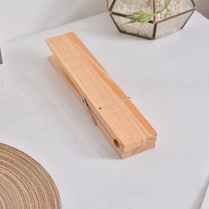 Oversized Wooden Clothespin Wall Hook for Towels & Clothes - Rustic Bathroom Organizer with Adhesive Backing - No Drill Installation