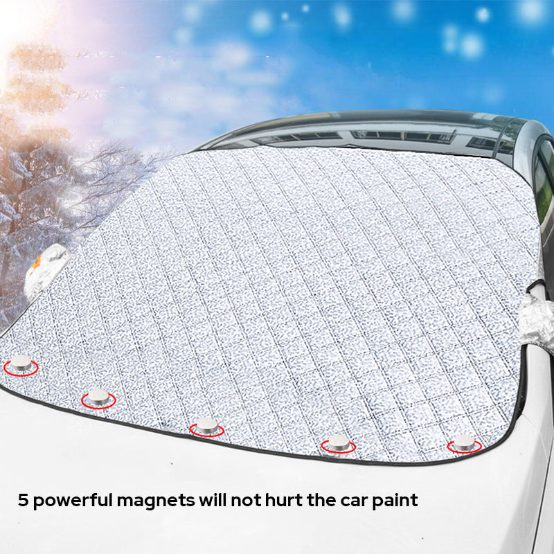 Windshield Snow Cover with Magnetic Hold & Mirror Protection for Cars, SUVs & Trucks – All-Season Frost Shield & Sun Blocker