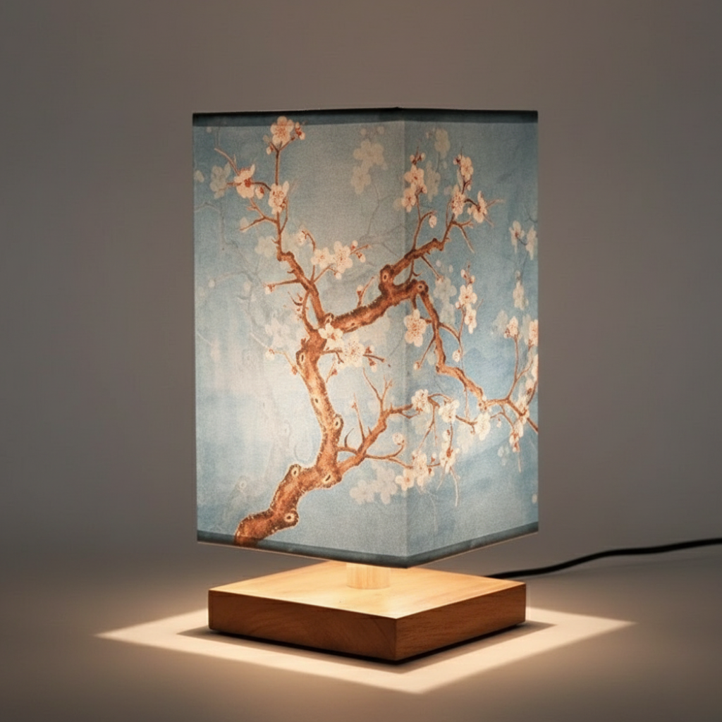 Lampe de table en bambou avec LED dimmable, petite lampe de table pour chambre à coucher, lampe de chevet japonaise pour table de nuit et bureau