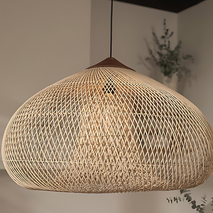 Woven Rattan Ceiling Light Fixture E26 Natural Boho Hanging Lamp for Dining Kitchen Island Bedroom Ambient Lighting Handcrafted Organic Text