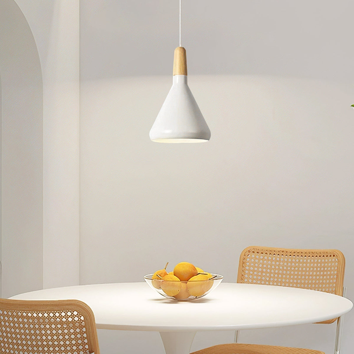 Hanging Ceiling Light Fixture Wire-Suspended E27 Socket Natural Wood Accent Modern Minimalist Style for Kitchen Island Dining Table Living R