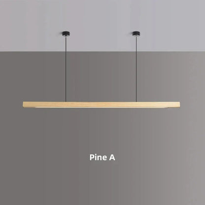 Linear Wood Hanging Light for Kitchen Island & Dining Table – Adjustable LED Ceiling Fixture in Pine or Walnut, 31-71 in Wide, Dimmable Opti