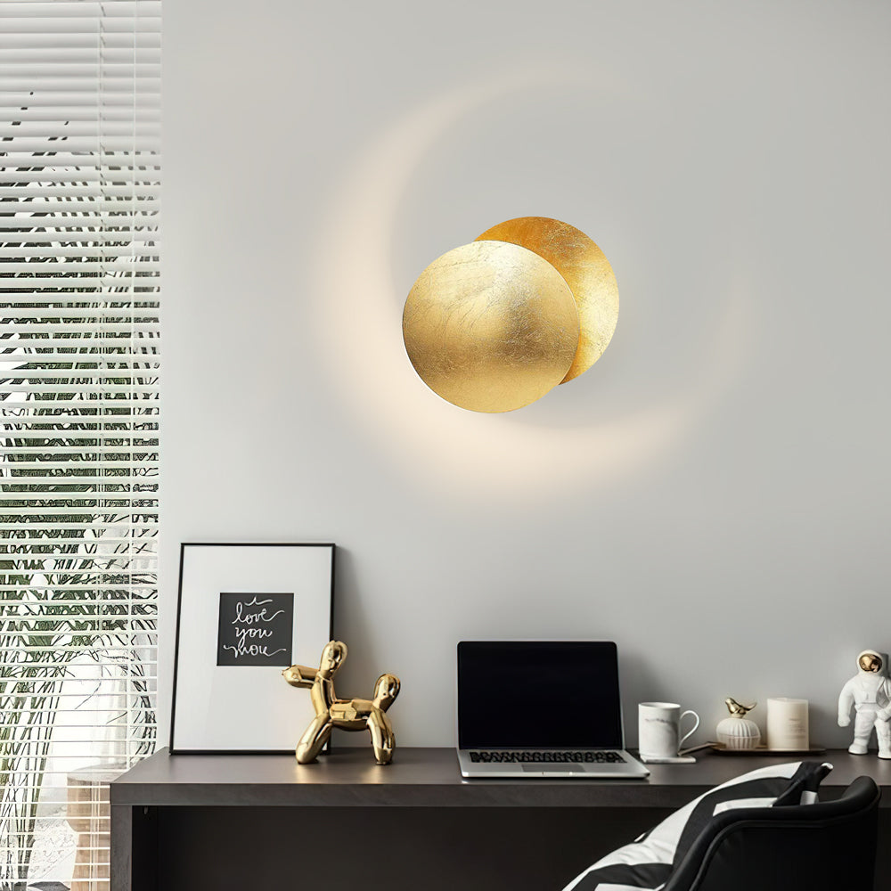Rotating LED Wall Sconce Light Fixture – 9 in Aluminum Disc Lamp for Bedrooms, Hallways & Accent Lighting | Gold White Copper Black