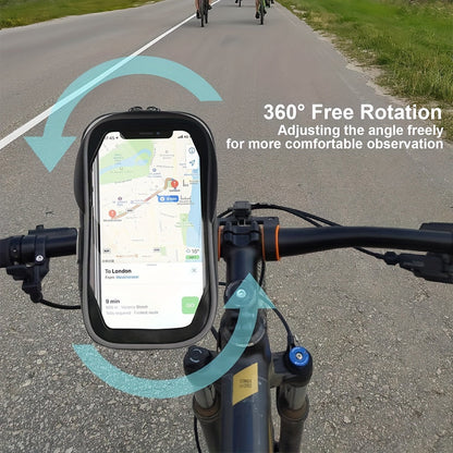 Handlebar Smartphone Mount Waterproof Case 7.5×3.5 in 360° Swivel for Bike Motorcycle E-Bike GPS Navigation Screen Protection Touchscreen