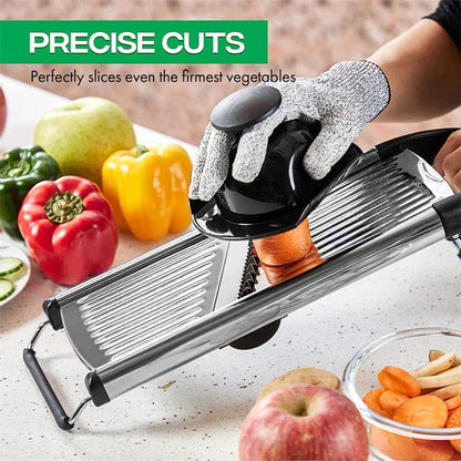 Adjustable Vegetable Slicer with 6 Thickness Settings & Safety Guard for Potatoes, Cucumbers, Carrots