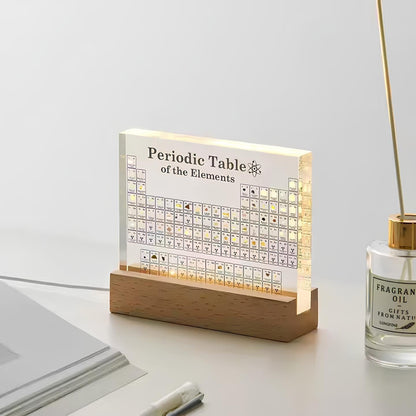 Illuminated Chemistry Display with 83 Authentic Element Specimens | Educational Desk Decor Acrylic Periodic Table Light for Science Lovers