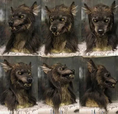 Lifelike Werewolf Mask with Faux Fur for Adults | Full Head Silicone Wolf Costume Mask | Halloween Party, Cosplay & Costume Events