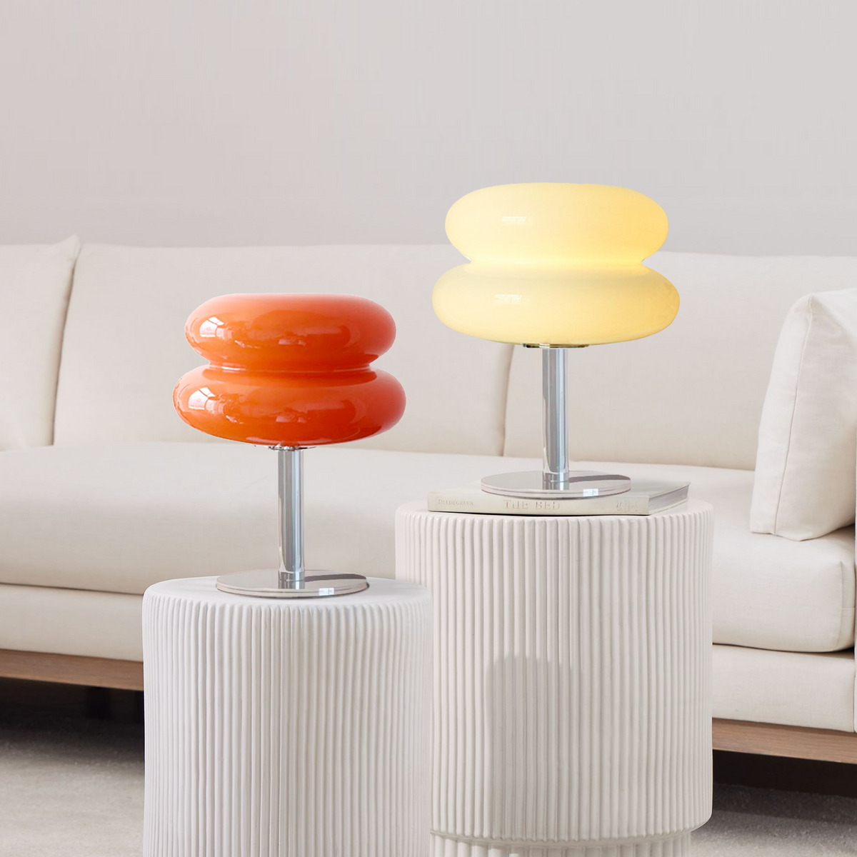 Frosted Glass Accent Lamp 10 Inch Sphere Bedside Light with Metal Base for Nightstand Reading Office Desktop Illumination