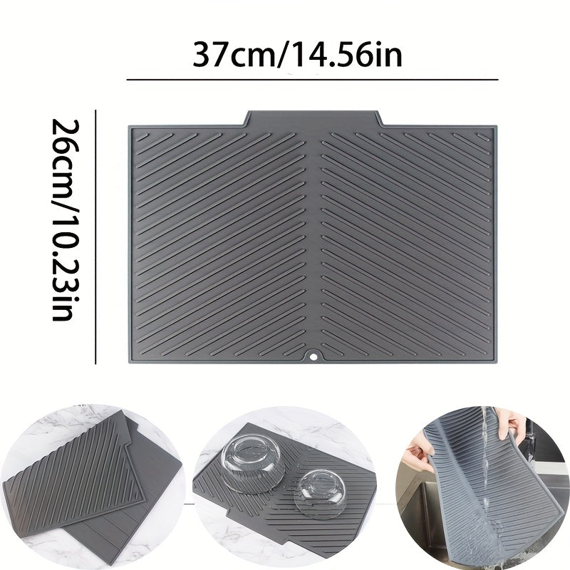 Silicone Drying Mat for Kitchen Counter – Heat Resistant, Non-Slip Dish Drainer Pad for Dishes, Glasses, Cookware | Dishwasher Safe
