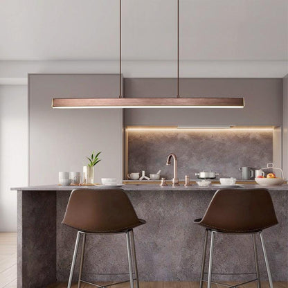 Sleek Overhead LED Bar Light Metal Frame Acrylic Diffuser Adjustable Height Dining Room Kitchen Island