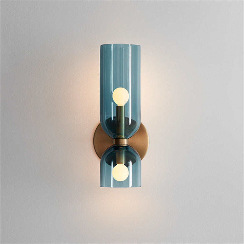 Applique murale en verre à câbler, douille E12 pour chambres, salons, couloirs, luminaire d'accentuation intérieur, éclairage mural cylindrique moderne 110-