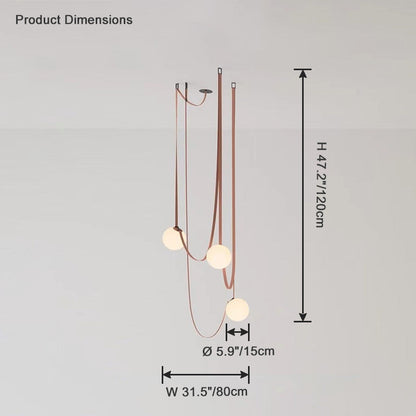 Leather Hanging Lamp with Glass Shade 6-Inch Brown Fixture for Kitchen Island Dining Table Multi-Light Ceiling Suspension for Modern Contemp