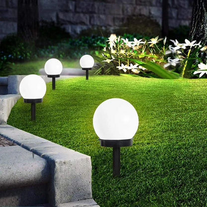 Cordless Sphere Solar Pathway Light Set of 3 Bright White Waterproof Orb Lamps for Yard Walkway Landscaping Outdoor Deck Patio Garden