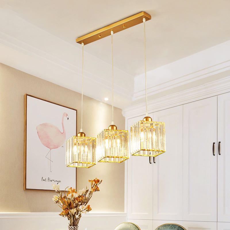 Modern Metal & Glass Pendant Light – Adjustable Cord – Black or Gold Finish for Dining Room & Living Room