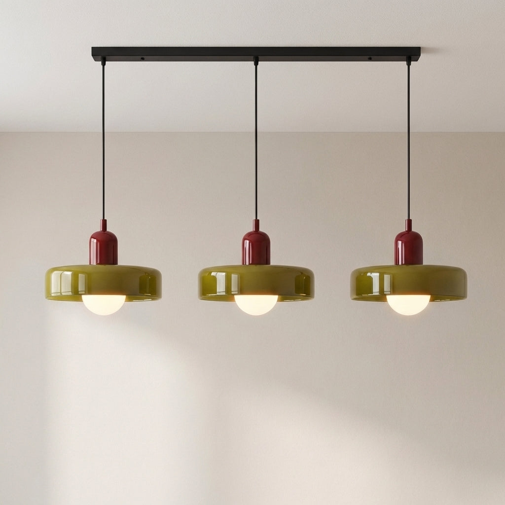 3-Light Geometric Glass Pendant Chandelier – Adjustable Height Statement Fixture for Dining Room, Kitchen Island & Bar | Modern Art Deco
