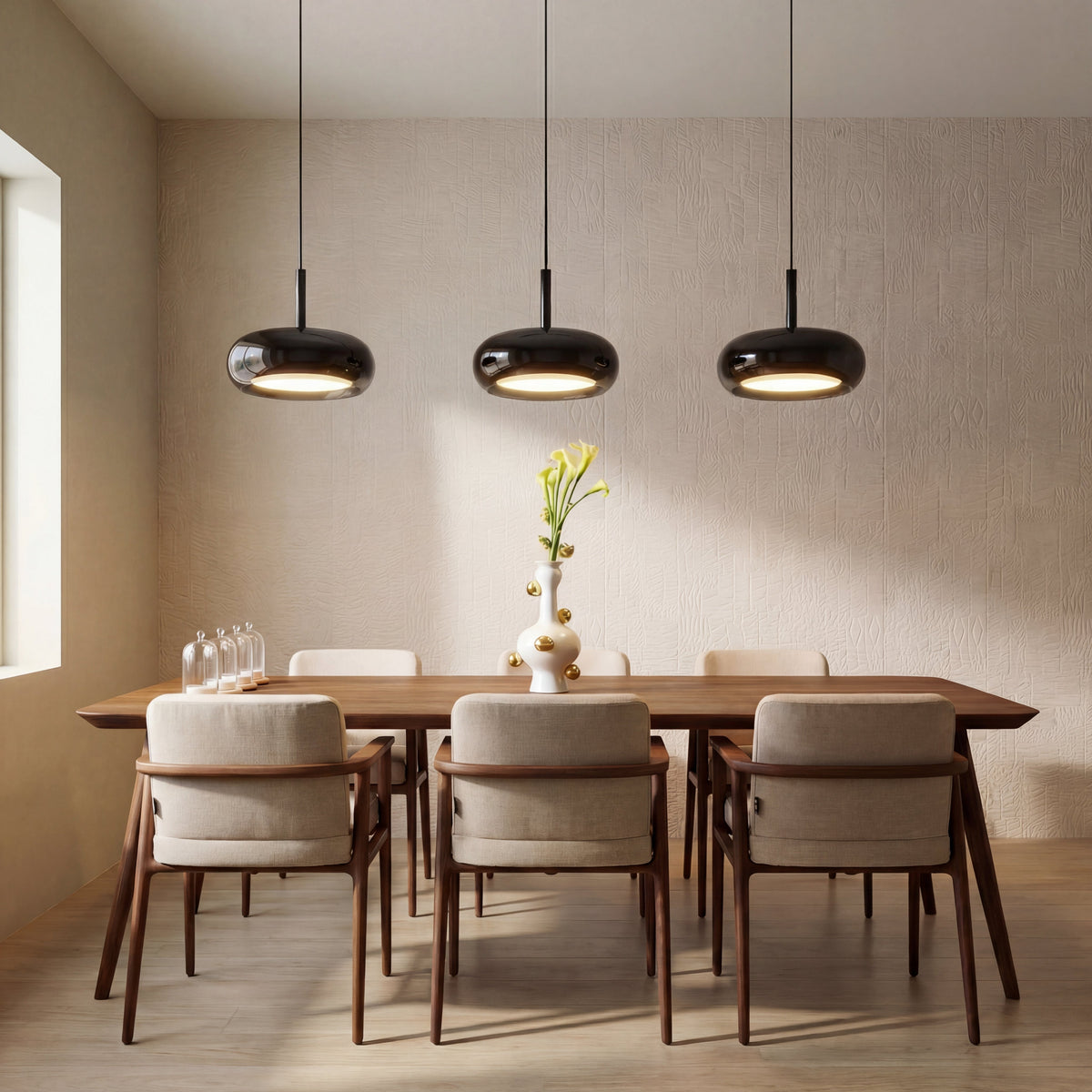 Triple-Light Kitchen Pendant Lamp – Adjustable Modern Fixture with Glass Shades for Island, Dining & Breakfast Nook