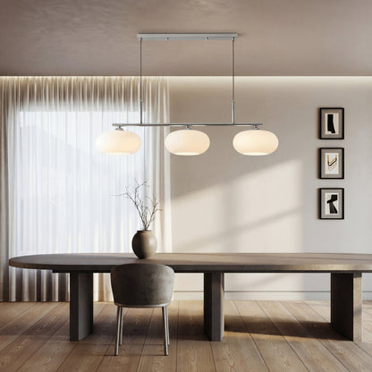 3-Light Geometric Pendant Lamp Industrial Metal & Glass Chandelier for Kitchen Island Dining Room Living Room Adjustable Height Modern
