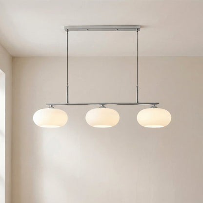 3-Light Geometric Pendant Lamp Industrial Metal & Glass Chandelier for Kitchen Island Dining Room Living Room Adjustable Height Modern