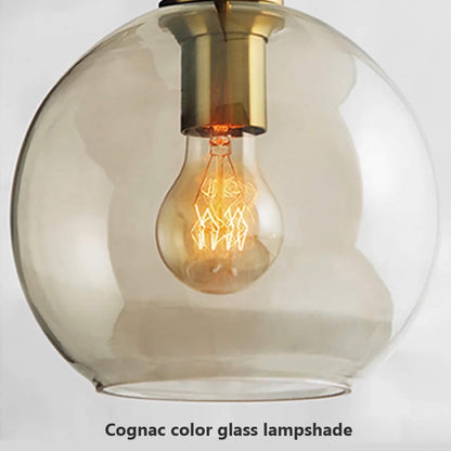 Triple Globe Hanging Fixture Amber Glass Shades Copper Hardware for Dining Table Kitchen Island Ceiling Mount E26 Socket 110V US