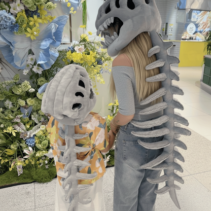 Costume de squelette de dinosaure | Tenue en peluche pour enfants avec design 3D | Déguisement amusant pour Halloween et les fêtes