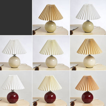 Ceramic Table Lamp with Fabric Shade – Modern Accent Lighting for Bedroom, Living Room & Home Office