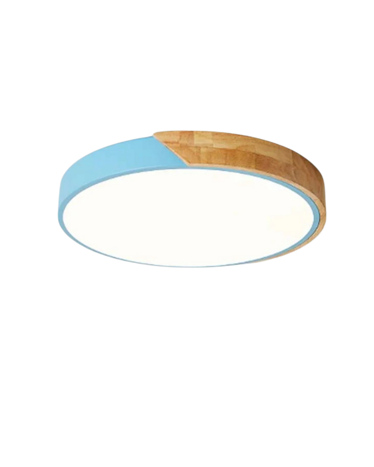 Round Flush Mount Ceiling Light with Wood Accent and Integrated LED – Modern Low Profile Fixture in 9, 12, 16, 20, and 24 inch Sizes for Liv