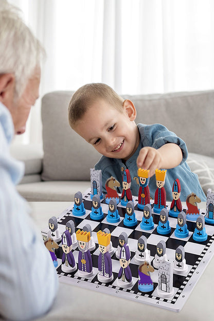 Jeu créatif | Jeu d'échecs éducatif en bois avec pièces colorées | Jeu stimulant pour le développement de la pensée stratégique