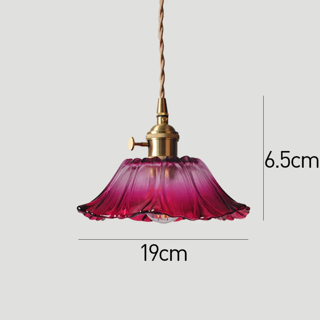 Fluted Glass Drop Ceiling Fixture 11 in Burgundy Shade Gold Hardware E27 Socket for Kitchen Island Entryway Ambient Overhead Illumination