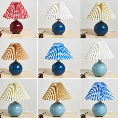 Ceramic Table Lamp with Fabric Shade – Modern Accent Lighting for Bedroom, Living Room & Home Office