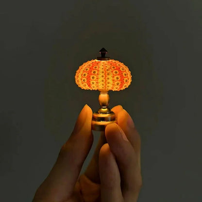 Sea Urchin Shell Night Light with Gold-Tone Base – Coastal Accent Lamp for Bedroom, Living Room & Nursery