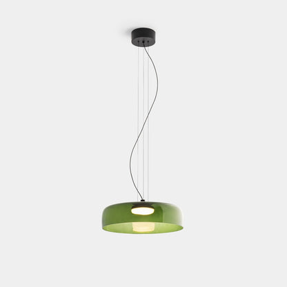 Layered Glass Hanging Light 16.5 in Orange for Kitchen Island & Dining Table – Adjustable Cord Suspension Fixture LED Included Modern Scandi
