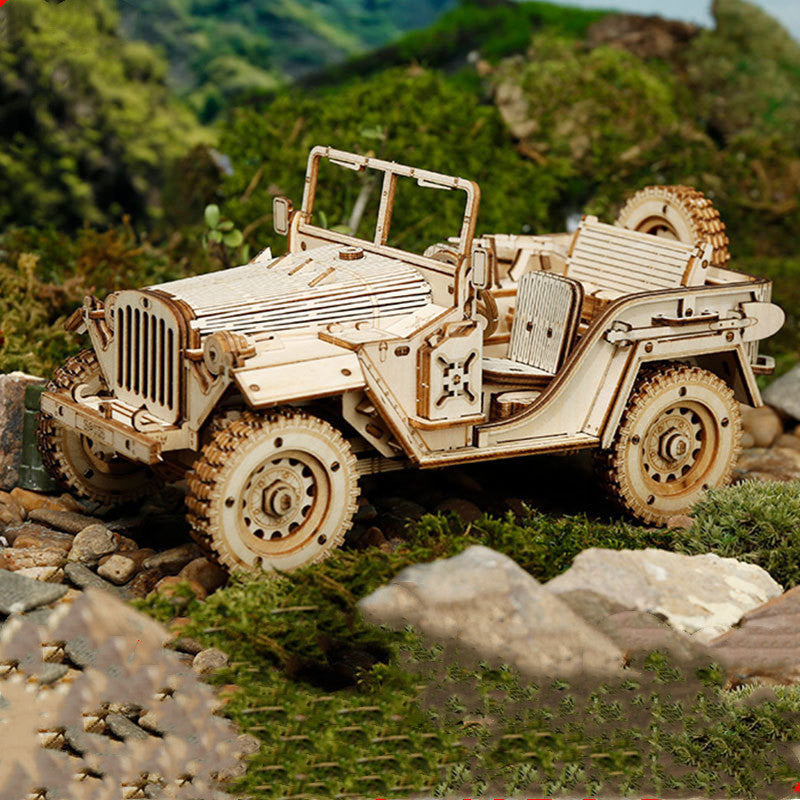 3D Timber Assembly Kit Interlocking Brain Teaser for Adults Desktop Display Model Collectible Hobbyist Project Vehicle Locomotive Automobile